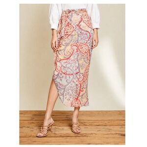 Veronica Beard Silk Wrap Maxi Skirt Size 6 Paisley Ruffle Feminine Dainty Chic
